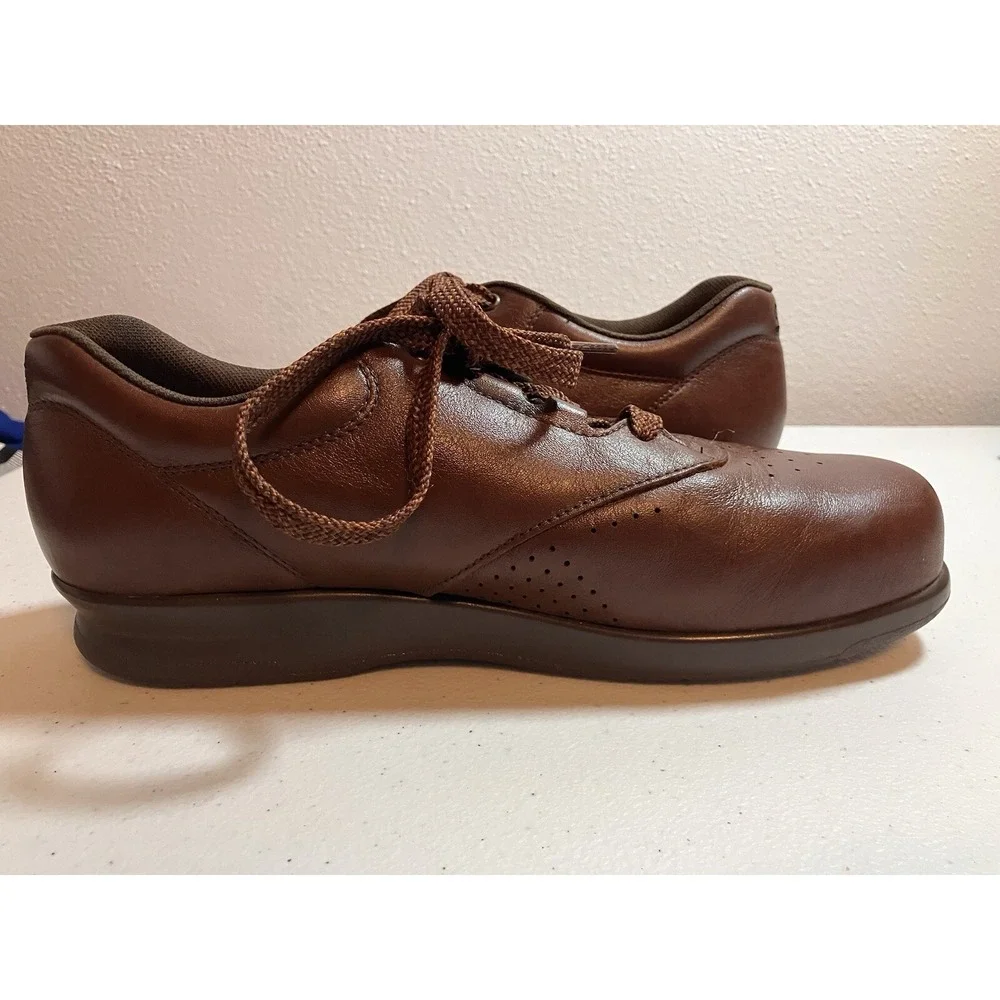 SAS Free Time Women‎ 6.5N Narrow Width Brown Leather Walking Shoes Diabetic
